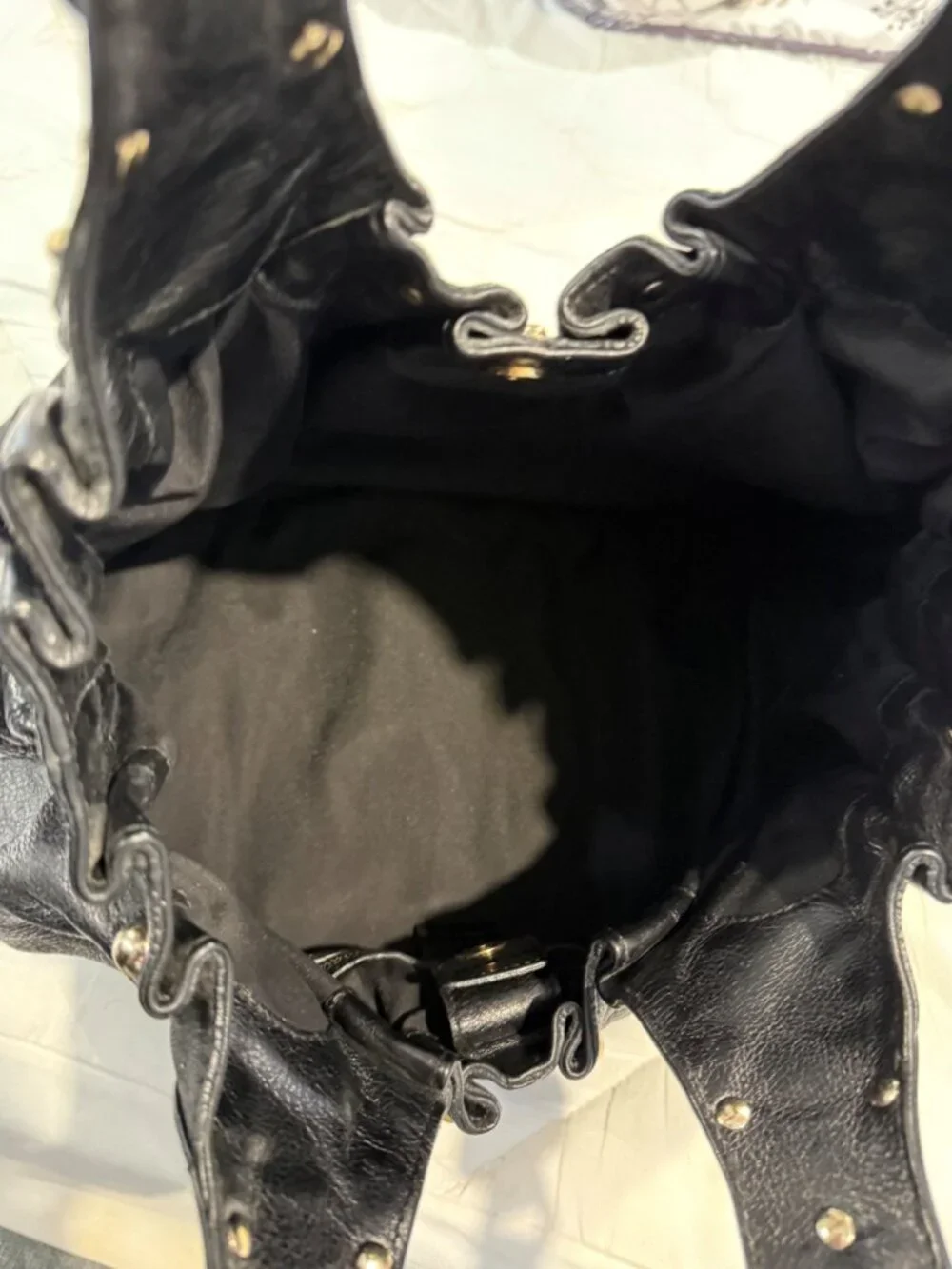 Rare Gucci Black butter-soft calfskin leather-studded Pelham shoulder bag
